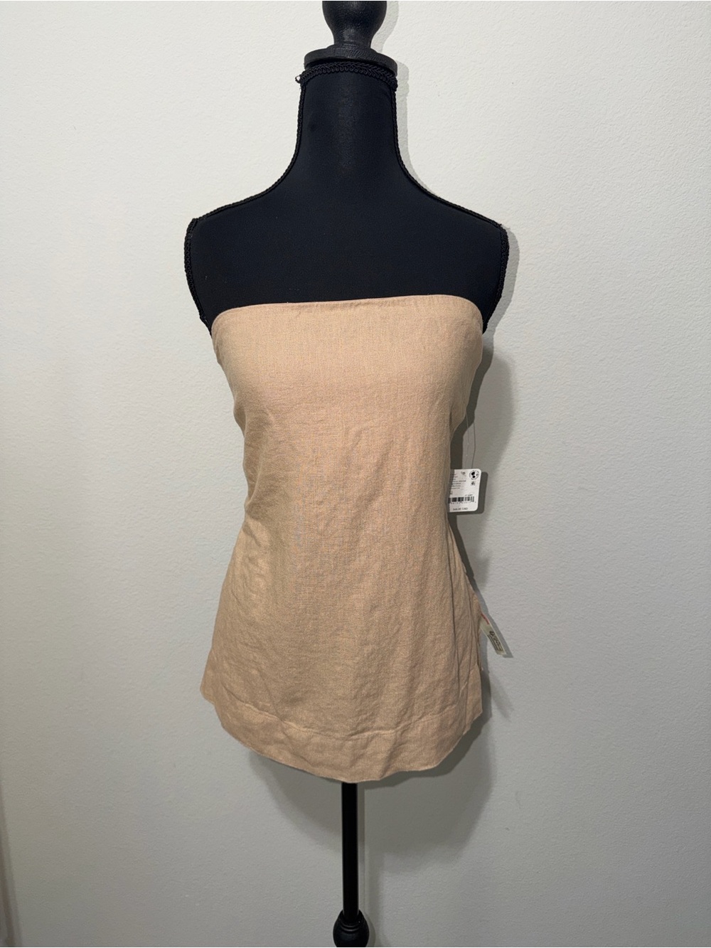 Strapless Linen blend Tube Top in cocoa mousse